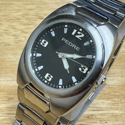 Pedre IBM Reloj de Cuarzo Hombre Plateado Negro Japón Movt Analógico Batería Nueva Foto 1 de 4