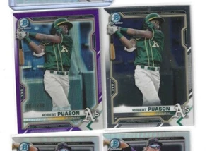 2 2021 Bowman Draft CHROME  DRAFT PURPLE REFRACTOR ROBERT PUASON & BASE CHROME  - Picture 1 of 1