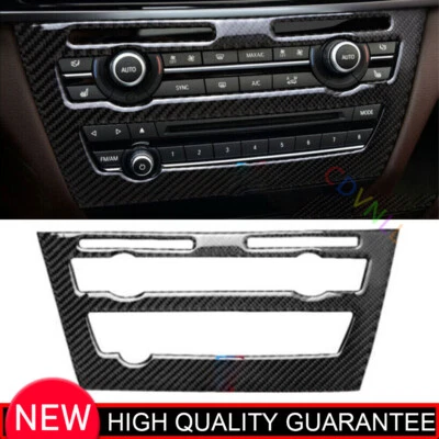 Cubierta de control de botón de CA central para BMW X5 X6 2014-2018 vinilo fibra de carbono Foto 1 de 4