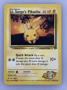 Pokémon Gym Challenge LT. SURGE'S PIKACHU 84/132 No Holo Común Casi Nuevo + De Colección - Imagen 1 de 5
