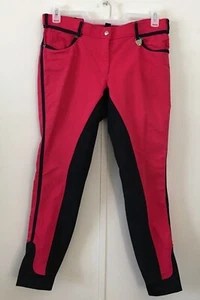 Lauria Garrelli Polo Breeches Riding Pants Pink Black Trim Full Seat Size US 32 - Picture 1 of 7