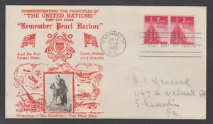 US Planty 907-36 FDC. 1943 2c United Nations, Crosby photo cachet, addressed - Picture 1 of 1