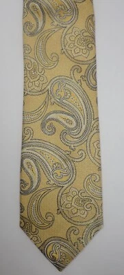 CORBATA CUELLO NEIMAN MARCUS VERDE Y AMARILLO PAISLEY TEJIDA 100% SEDA 60" Foto 1 de 4