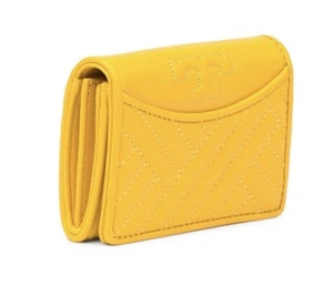 Tory Burch Alexa Leather Bifold Mini Wallet Cardholder Card Case - Daisy Yellow - Picture 1 of 1