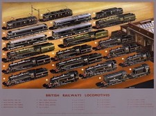 83976 Vintage 1940 British Different Locomotives Wall Print Poster UK