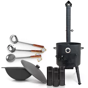 Gusseisen Kazan 12 L Deckel Utschak Uchag Feuerofen 40cm Schaumlöffel казан учак - Bild 1 von 1
