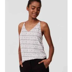 NUEVO CON ETIQUETAS Nuevo Ann Taylor LOFT Esbozado Floral Cami Grande Negro Blanco Top Shell - Imagen 1 de 8