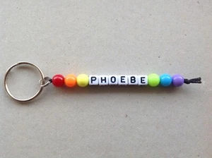 Personalised Rainbow Colour Name Keyring, Party Bag Fillers Favours, School Bag  - Picture 1 of 1
