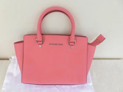 MICHAEL KORS FLAMINGO PINK SAFFIANO LEATHER BOWLING BAG - Image 1 of 4