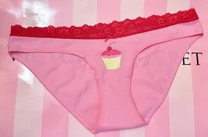 NWOT VICTORIA'S SECRET PINK SMALL CUPCAKE RED LACE VINTAGE RARE BIKINI PANTIES - Picture 1 of 3
