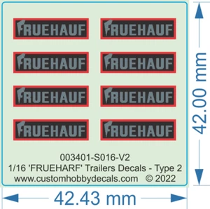'FRUEHARF' Trailers Decals - Type 1 & 2 - 1/16 1/50 - Water Decal - Picture 1 of 3