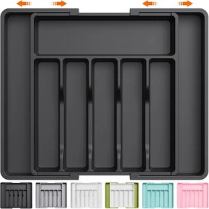 New! Black Lifewit Silverware Kitchen Utensil Drawer Organizer Expandable Tray - Picture 1 of 7