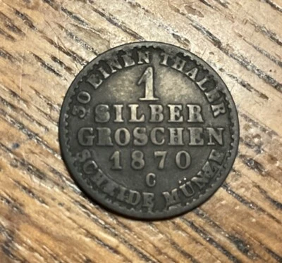 1870 C German Prussia 1 Silber Groschen Wilhelm I Silver Coin KM#485 - Image 1 of 2