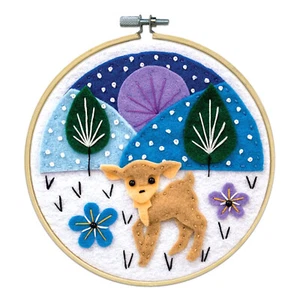 Felt Applique & Embroidery Kit ~ Design Works Deer Scene w/6" Wood Hoop #DW6832 - Picture 1 of 4