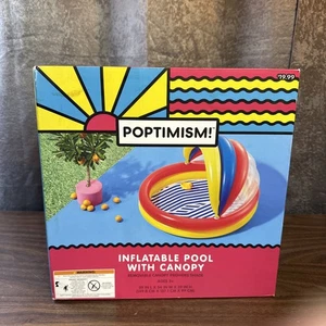 Poptimism Kiddie Pool with Removable Canopy Inflatable Baby Shallow 59x54 *NEW* - Picture 1 of 7