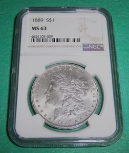 1889 Morgan Silver $1 Dollar NGC MS 63 (Lot 53) - Picture 1 of 6