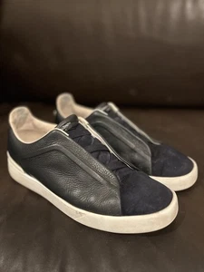 Ermenegildo Zegna triple stitch blue slip on sneakers 11 worn - Picture 1 of 11