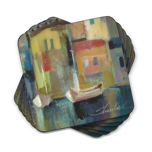 Dockside Coasters, Set of 4 – 4" Square, Cork-Backed Boards with Lacquer Fini... - Bild 1 von 7