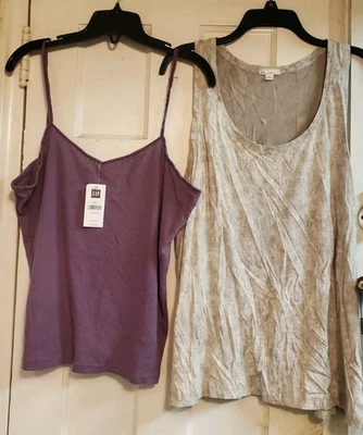 NUEVO Lote de 2 camisetas sin mangas GAP talla XL XLARGE para mujer nuevas con etiquetas púrpura y nuevas sin etiquetas beige jaspeado Foto 1 de 4