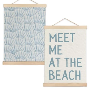Juego de 2 decoraciones de habitación de playa vaquera costera, decoración de pared estética concha marina, azul... - Imagen 1 de 6