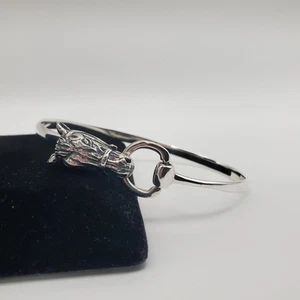 925 Sterling Silver Horse Bit Horse Head Bangle Bracelet Polished 7" - Picture 1 of 11