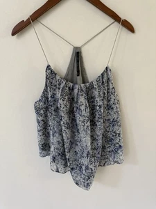 Camiseta sin mangas Theyskens X Theory para mujer de seda azul talla grande playa costera - Imagen 1 de 9