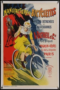 Original 1894 A DUTHEIL MANUFACTURE DE BICYCLETTES Vintage French Retail Poster - Picture 1 of 1