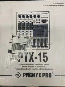 PTX-15 Audio Mixer Sound Board System Features Digital USB/Bluetooth Input - Picture 1 of 2