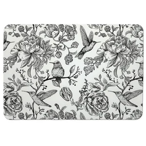 Tappetino Asciugapiatti Colibrì Floreale Bianco e Nero, Caffè Botanico Vintage... - Foto 1 di 7