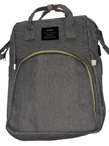 NEW Baby Backpack Diaper Bag Multi-Use Foldable Bed/Changing Mat Waterproof Gray - Picture 1 of 11