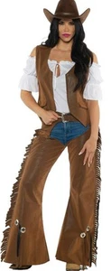 Cowgirl Adult Costume Vest & Chaps - Picture 1 of 4