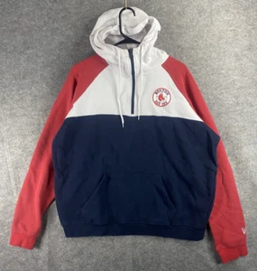 Boston Red Sox New Era Jacket Men's Large Blue 1/4 Zip Pullover Hoodie Jacket - Picture 1 of 7