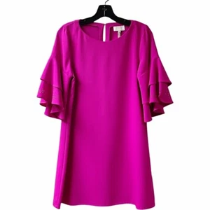 LAUNDRY Shelli Segal Damen fuchsia Kleid ausgeschnitten Glockenärmel GRÖSSE 6 Petite NEU - Bild 1 von 9
