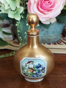 Antiker Gold Coalport Porzellan Parfüm Flakon Viktorianisch Handbemalt Blumen - Bild 1 von 6