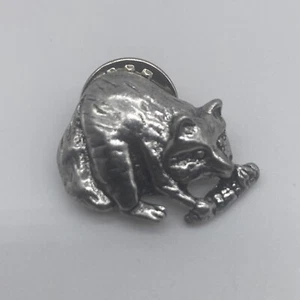 Vintage Silver Tone Raccoon Lapel Hat Pin - Picture 1 of 4