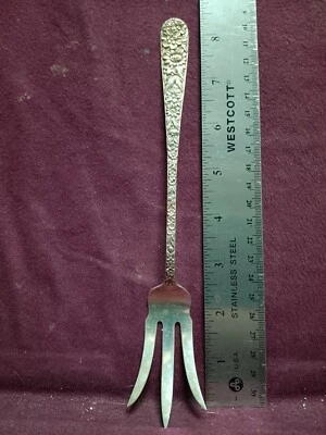 S. Kirk & Son Sterling REPOUSSE LETTUCE SERVING FORK  8 5/8" 43g  No Monogram - Image 1 of 4