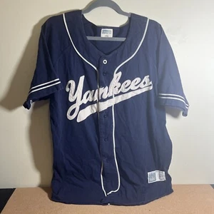 Vtg Russell Athletics New York Yankees Blue Jersey Size Large - Picture 1 of 13