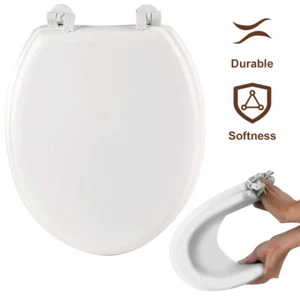 Round Closed Front Enameled Soft Toilet Seat in White Durable Plastic Finish - Picture 1 of 8