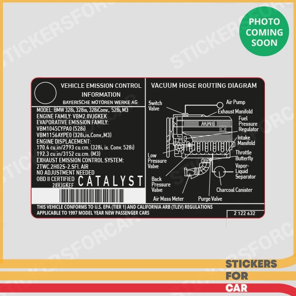 Контроль выбросов этикеток выхлопных газов BMW 325i 325is 528i, M3 — 2122632 - Изображение 1 из 1