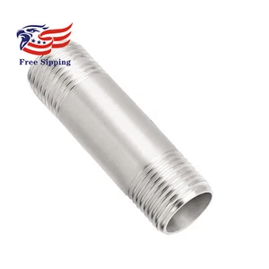 SS Pipe Fittings 1/2" NPT x 1/2" NPT Male Threaded 6" Length Nipple Cast Pipe - Picture 1 of 3