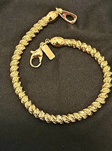 14K GOLD PLATED 7" DIAMOND CUT BRACELET *EXCEPTIONAL QUALITY* MADE IN ITALY L2 - Imagen 1 de 5