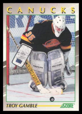 1991-92 Score Young Superstars #29 Troy Gamble Vancouver Canucks Hockey Card - Image 1 of 2