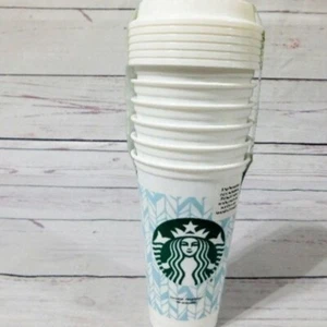 NWT Classic Starbucks Reusable To-Go Cups With Lids White 16oz 6 pcs - Picture 1 of 4