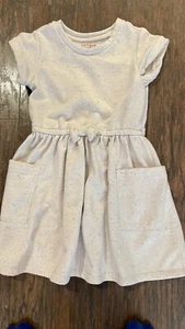 Girl Dress Small (6/6x) Pockets Short Sleeve Cream Off White Thick Soft - Picture 1 of 3
