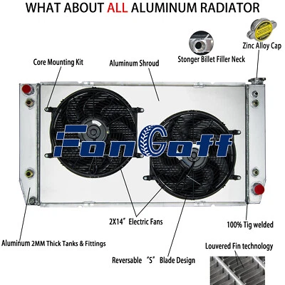 3 Row Radiator Shroud Fan For 88-00 1990 Chevy GMC C2500 C3500 K2500 Pickup 7.4L - Image 1 of 4