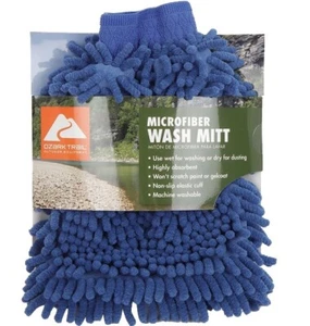 Microfiber Auto / Boat Cleaning Hand Wash / Dry Mitt Blue Ozark Trail BT6162 - Picture 1 of 7