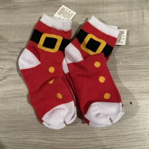2 Pairs Of Santa Suits Kids Socks 7-8.5 - Picture 1 of 2