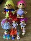 bundle of  9 vintage Trolls  clown bride baby hippie ballet dancer Russ