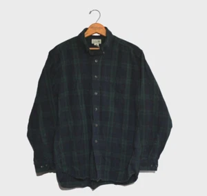 LL Bean Button Down Größe US Herren Large Tartan kariert Nachtuhr blau grün USA - Bild 1 von 12