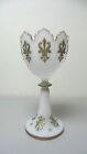 19th C. ANTIQUE FRENCH OPALINE GLASS JEWELED 12.5" NAPOLEON III STYLE CHALICE